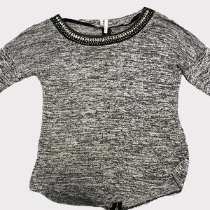 STUDIO Y WOMEN Beaded Grandma Knit Cozy Zipper Y2K Sweater Crew Neck Size M